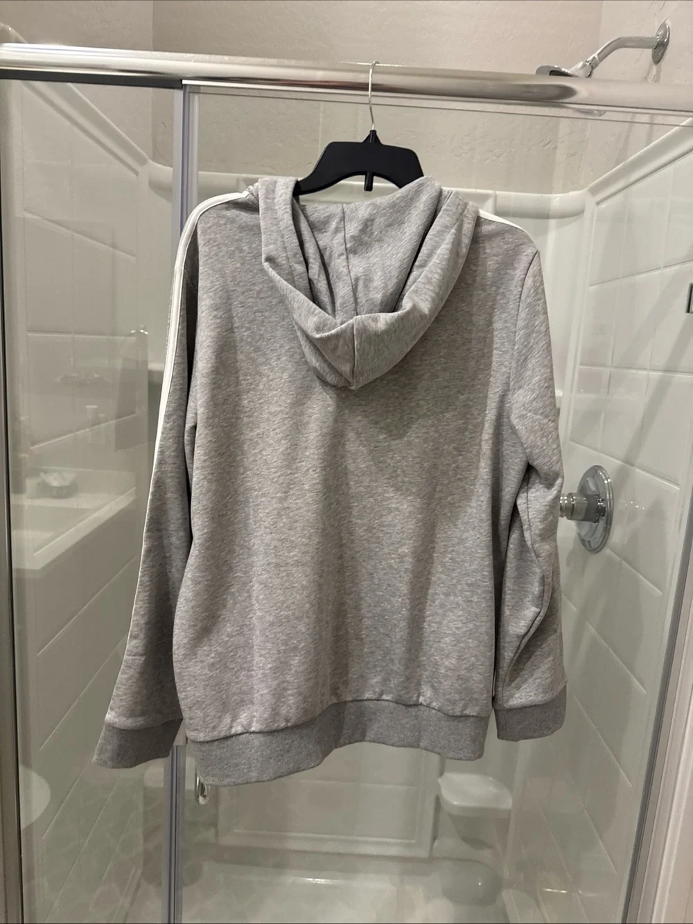 Adidas Gray 3-Stripe Full-Zip Hoodie